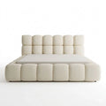 Polsterbett mit Bettkasten 200x200, Samt, inklusive Lattenrost, Kopfteil in Beige