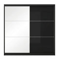 Schwebetürenschrank mit Spiegel, Mehrzweck-Organizer, 2-türig, schwarz, 200 cm