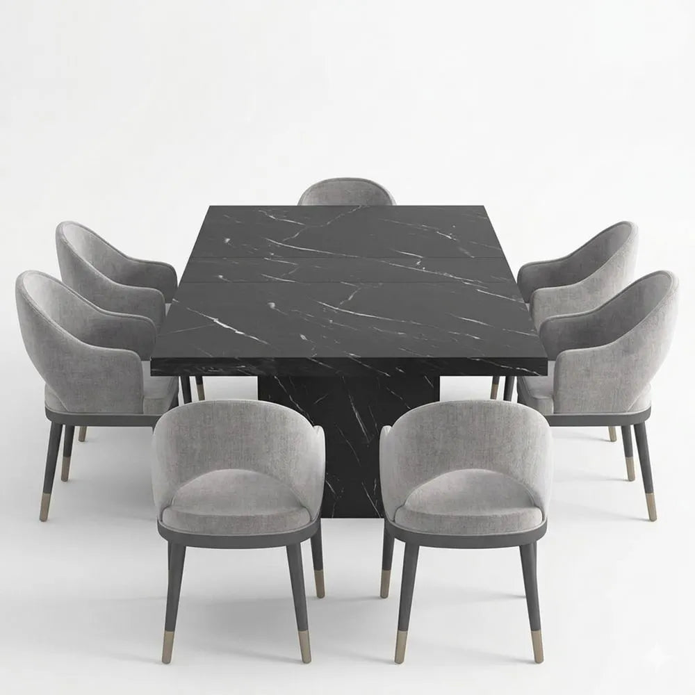 Großer Esstisch für 6-8 Personen, vielseitig für Esszimmer oder Büro, 80 x 180 x 76 cm, Schwarz