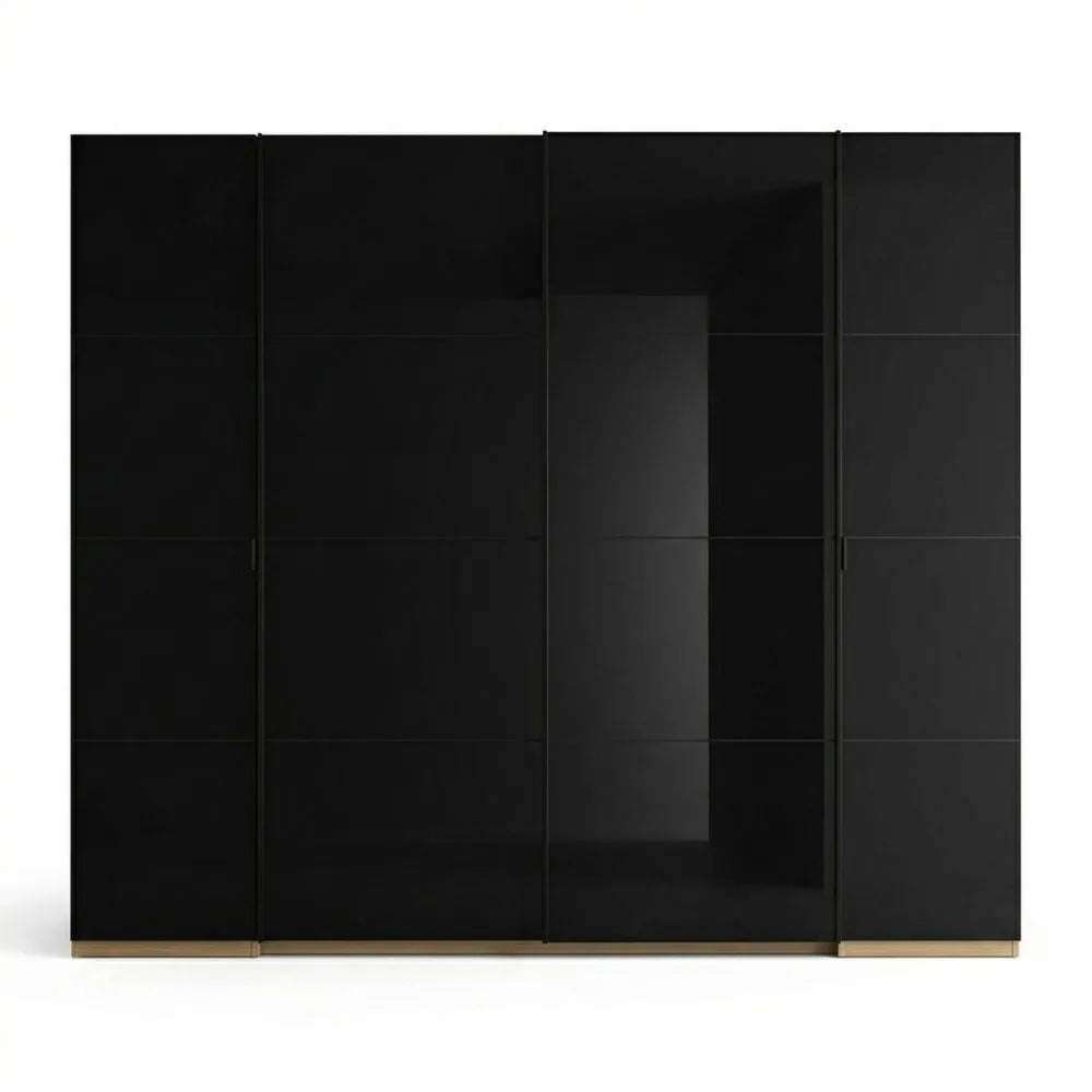 Schwebetürenschrank mit Glastüren in Graphit für das Schlafzimmer