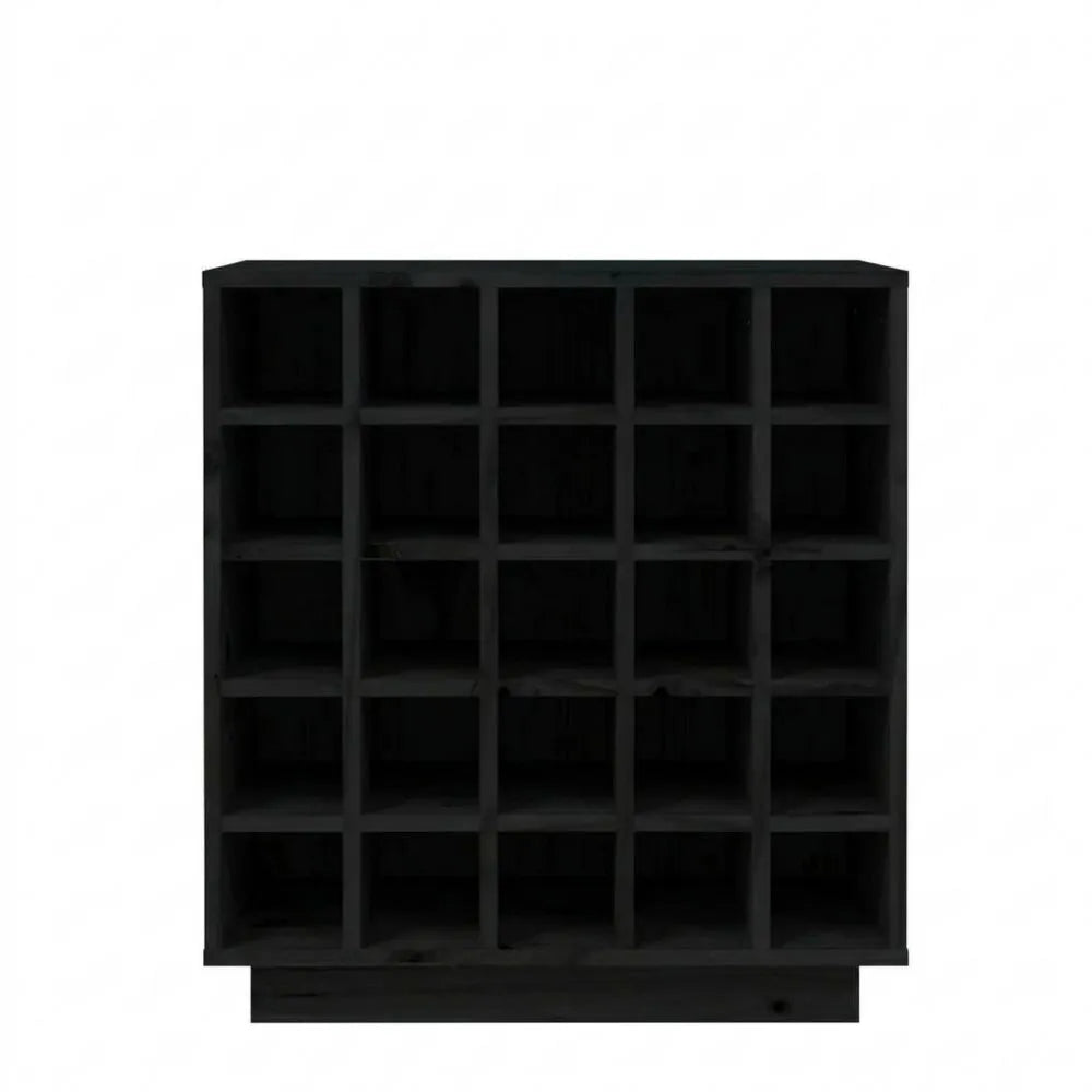 Eleganter Massivholz-Weinschrank in Schwarz, 55,5 x 34 x 61 cm