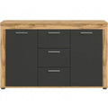 Moderner Stauraumschrank mit Grauer Front und Wotan Eiche