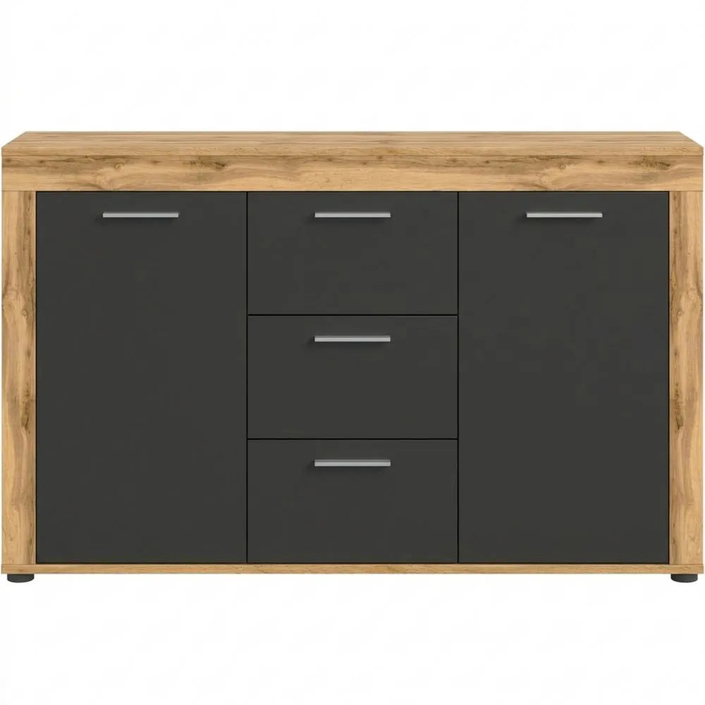 Moderner Stauraumschrank mit Grauer Front und Wotan Eiche