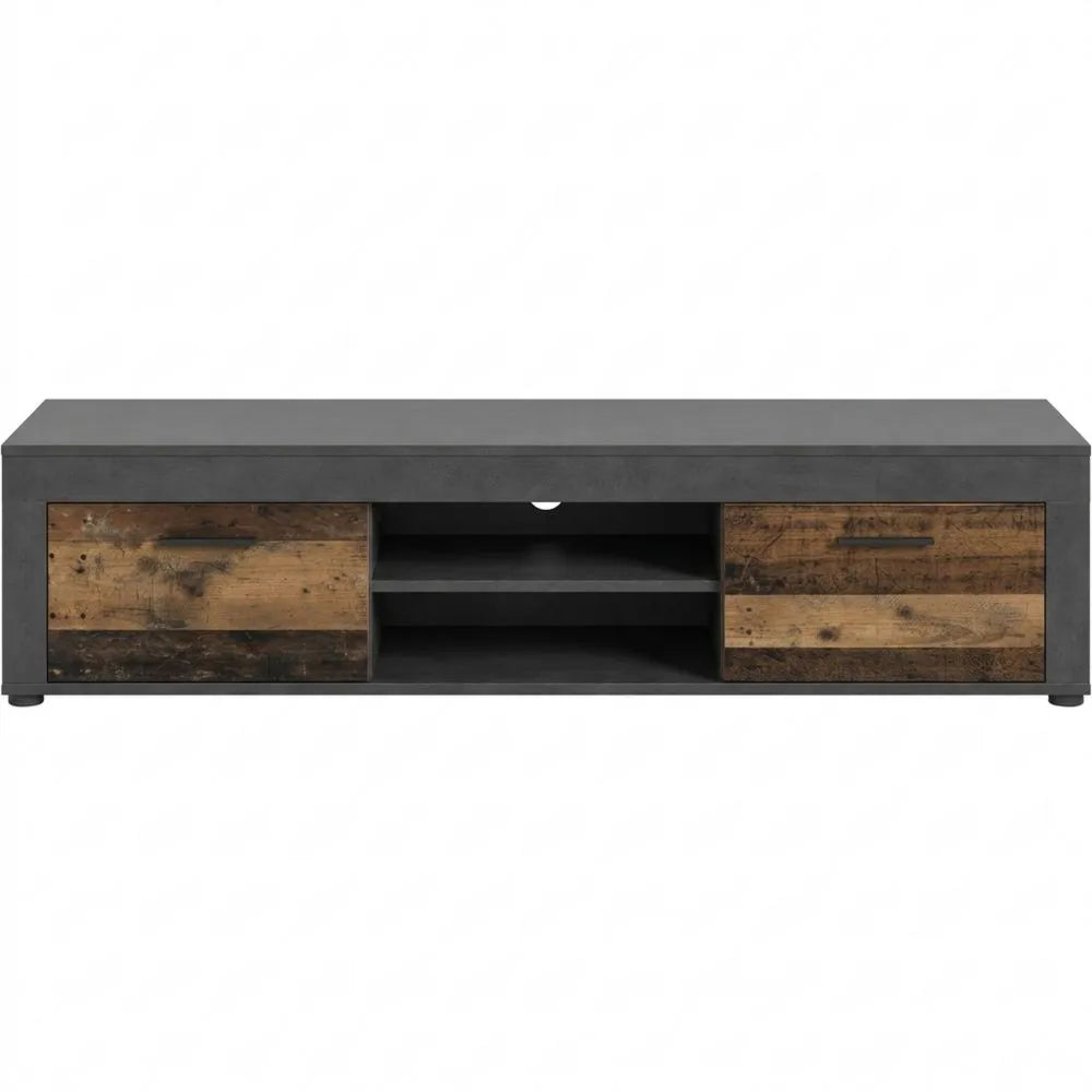 Elegantes TV-Board im Industrial-Design mit Old Wood Front, 160 cm