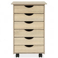 Holz Rollcontainer mit 6 Schubladen und Rollen für Büro