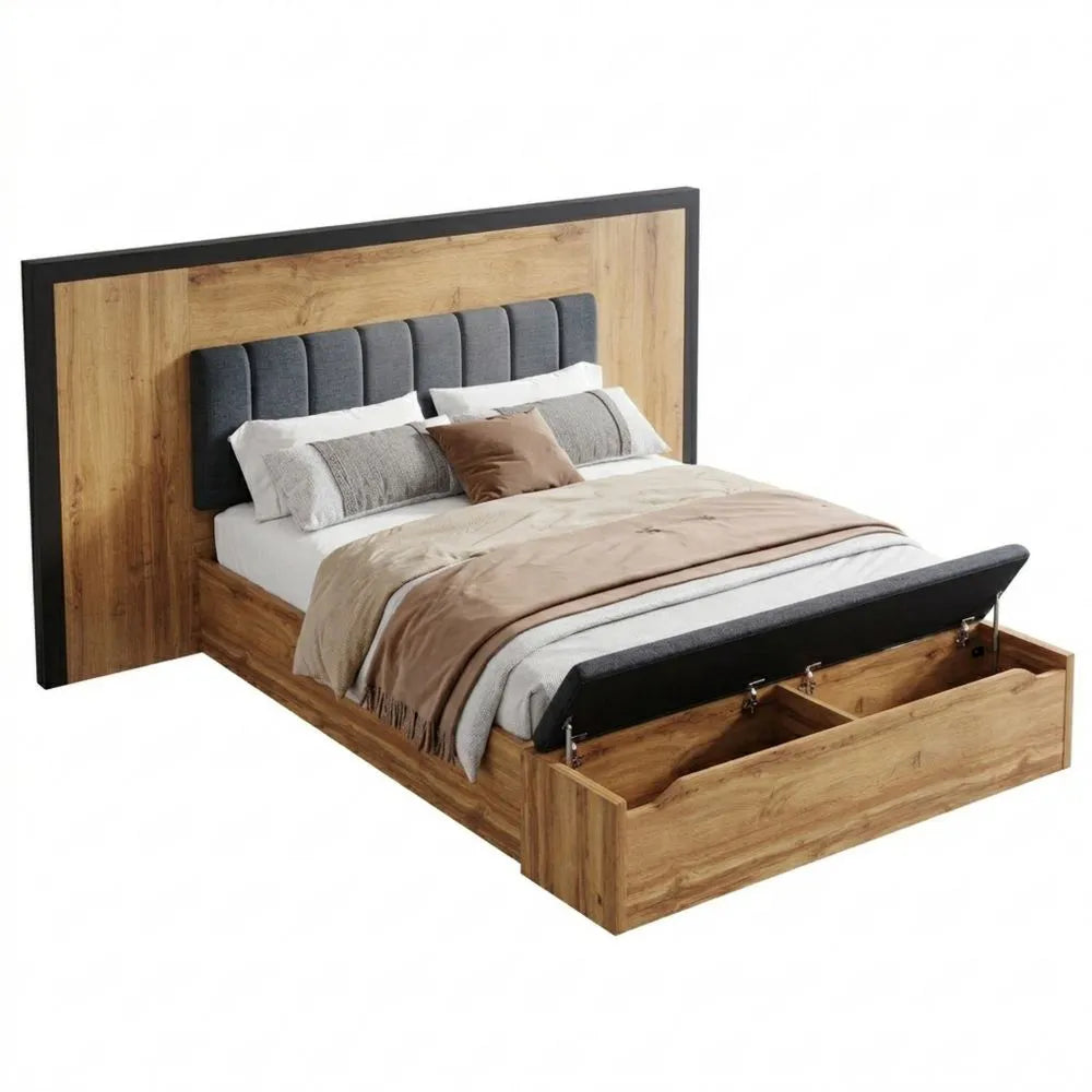 Elegantes Polsterbett 180x200 mit integriertem Leselicht und USB-C